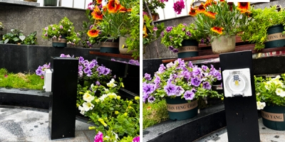 融合自然与科技，打造温馨花园，插座柱为您带来便利