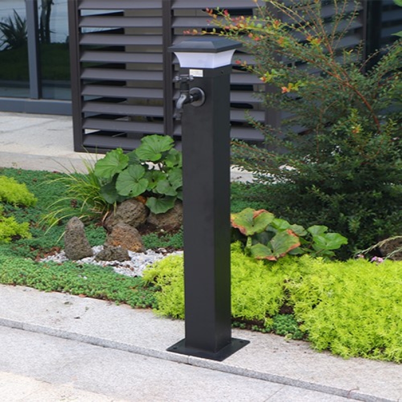 户外防水节能一体化立柱式水龙头 庭院/景区专用太阳能灯户外立柱水龙头 GRW681010