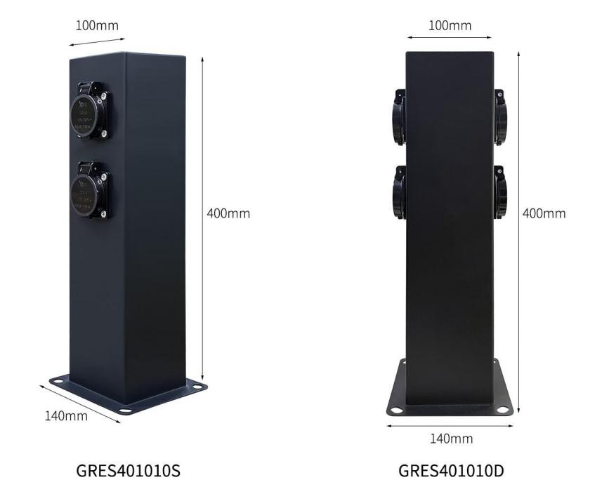 户外防水便捷式插座柱GRES401010小型户外插座柱正面图