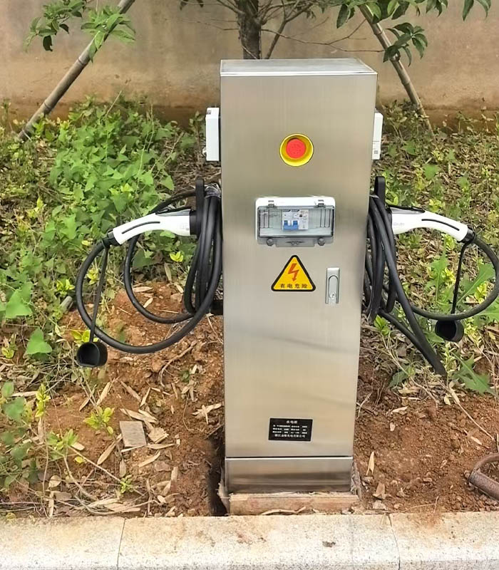 户外不锈钢新能源水电桩 7KW双枪营地一体化充电供水桩