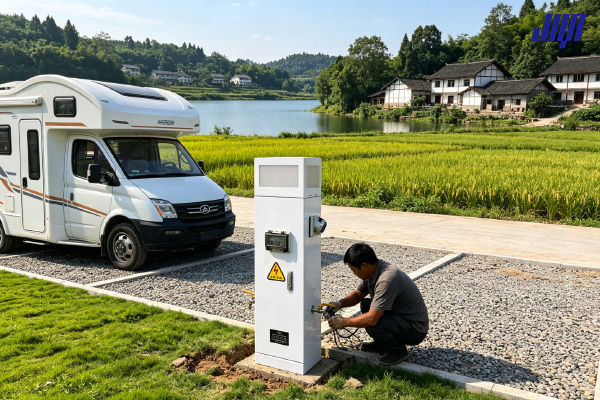 极亚智能水电桩古宇村露营地安装现场 内江房车营地建设